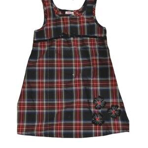 Zoey Girl Y2k Plaid Jumper Dress Floral Bedazzled Red/Black Size 5